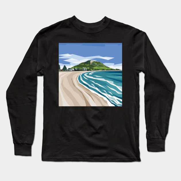 Mount Maunganui Long Sleeve T-Shirt by irajane